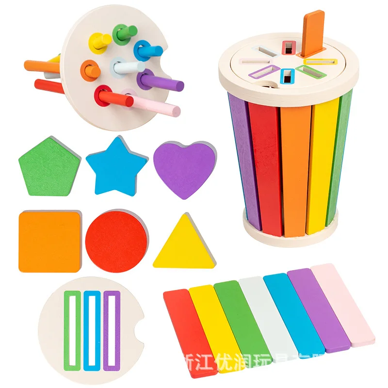 3 In 1 Montessori Toys  Wooden Color Sorting And Quantity Cognitive Toys for Toddlers Sensory Development Educational  Games