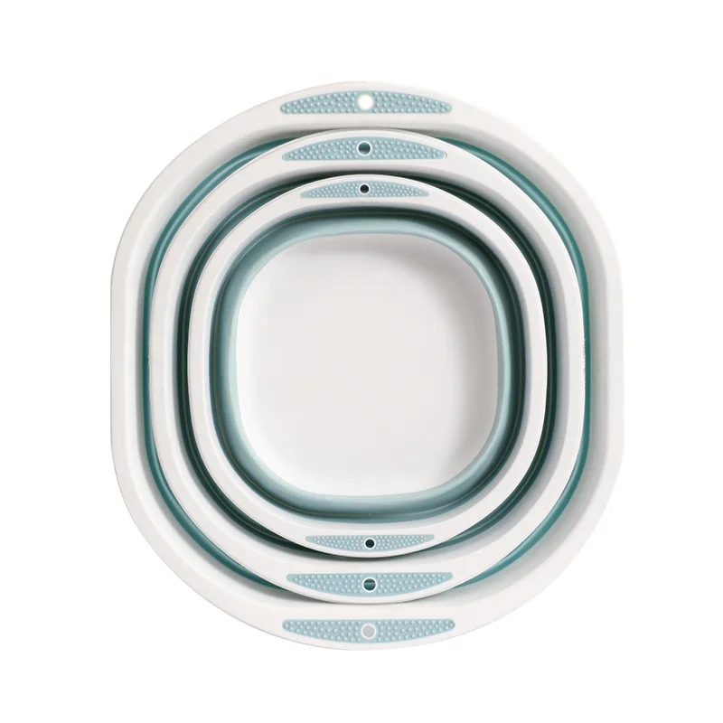 Folding Washing Bowl Basin High Quality Durable Large Square Shaped Collapsible Plastic Home Kitchen Ecofriendly Round Pp+TPR
