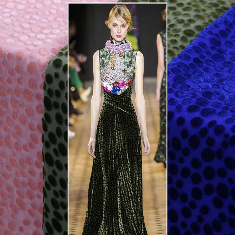 Custom design burnout and printing silk rayon velvet fabric