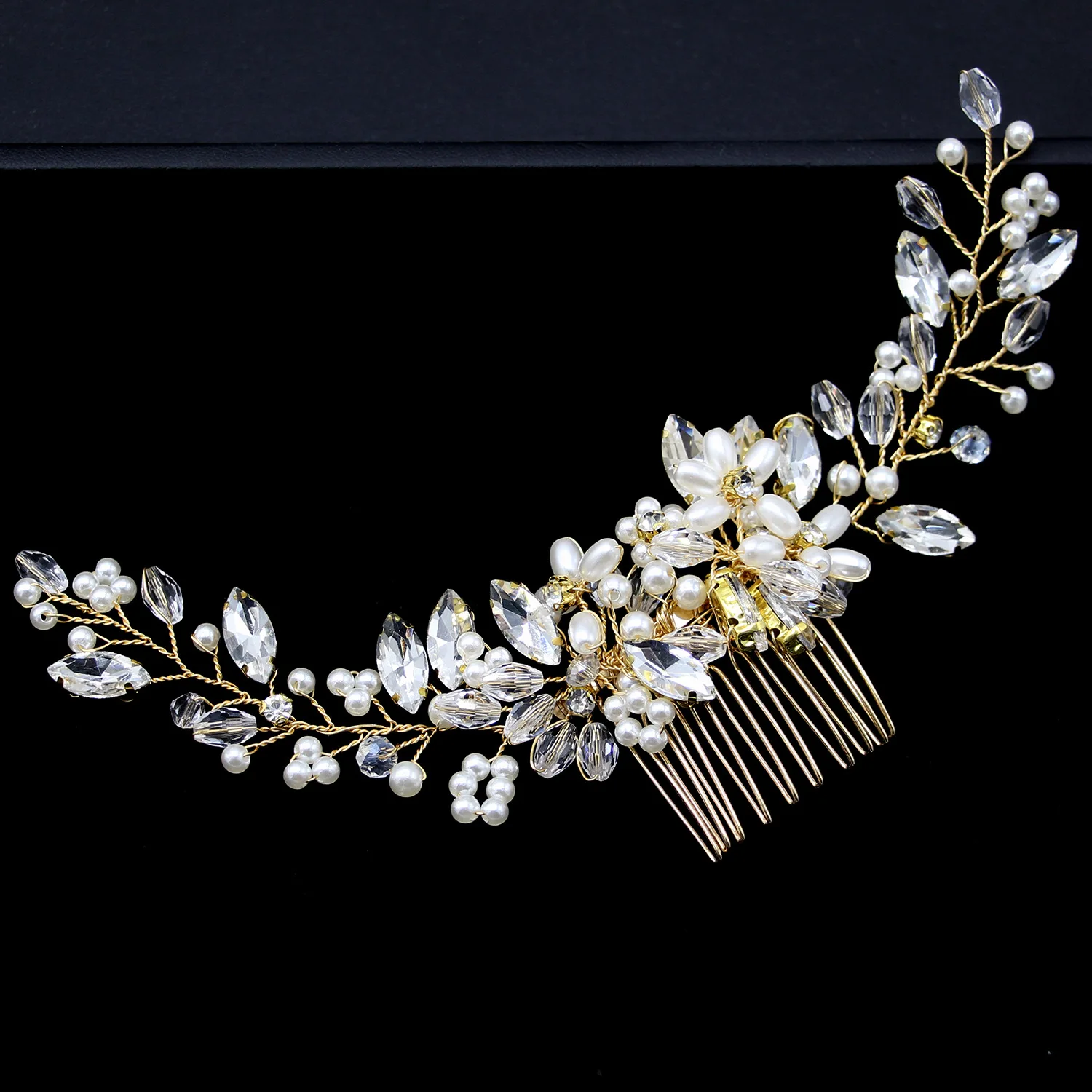 Rhinestones Pearls Flower Hair Comb Bridal Headpieces Hair Accessories Bridesmaid Tiara Wedding Hair Jewelry