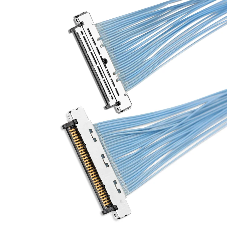 Custom compact 0.4mm Pitch 30pin Blue Mini Coax LVDS Cable 30pin ribbon wire terminal cable assembly Applied for led