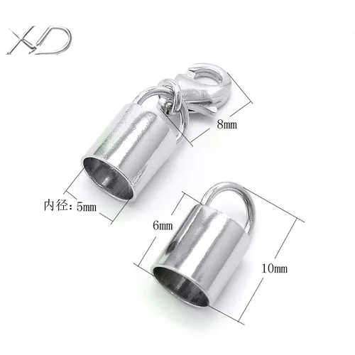 XD P609 925 sterling silver lobster clasp with 5mm end clasp for leather cord Sticky rope tube S925 sterling silver tail clasp