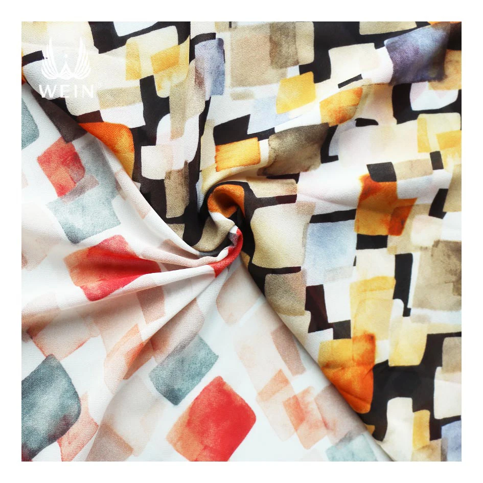 WI-A08 специальный Жемчуг шифон яркие цвета геометрические узоры 100% полиэстер с принтом ткань для платья