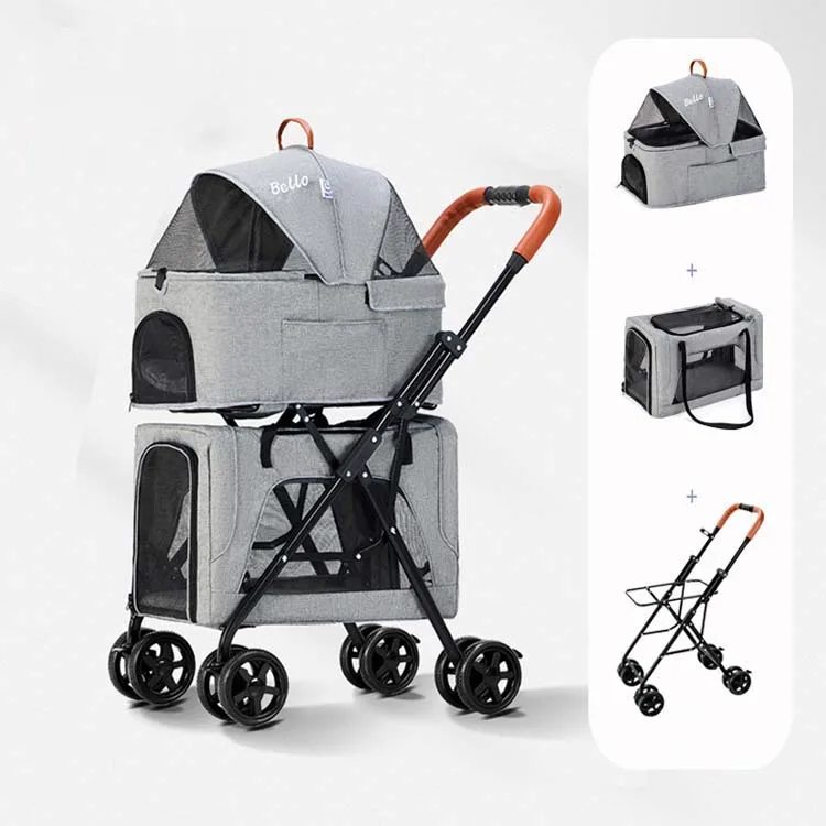 Wholesale Best Pet Strollers Trolley For Dog And Cat Stylish Durable Foldable Double Layer
