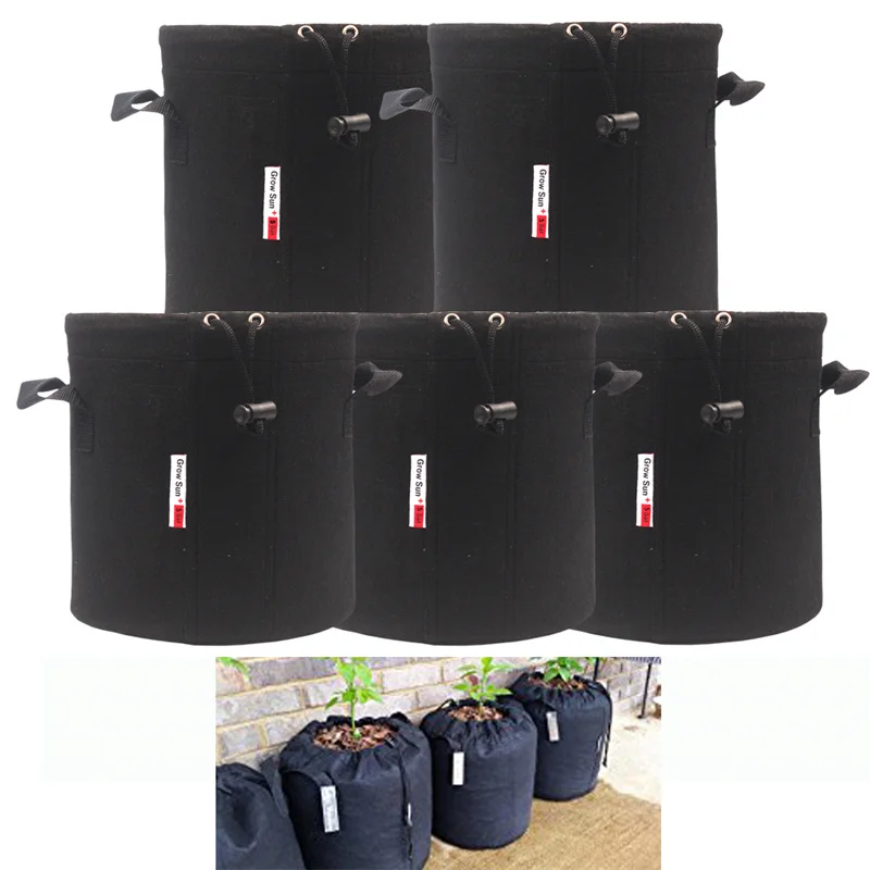 1 3 5 30 60 65 75 300 Gallon Tan Garden Plant Grow Bag Fabric Pots with Strap Handles