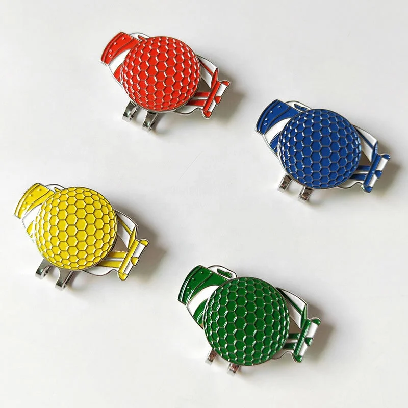 New Design Green Blue Yellow Metal Magnetic Golf Ball Marker With Coin In Stock