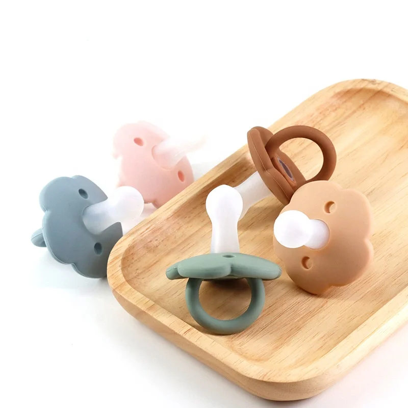 Baby Teething Toy Silicone Pacifier Flower Shape Silicone Handle Soft Nipple Teether With BPQ Free