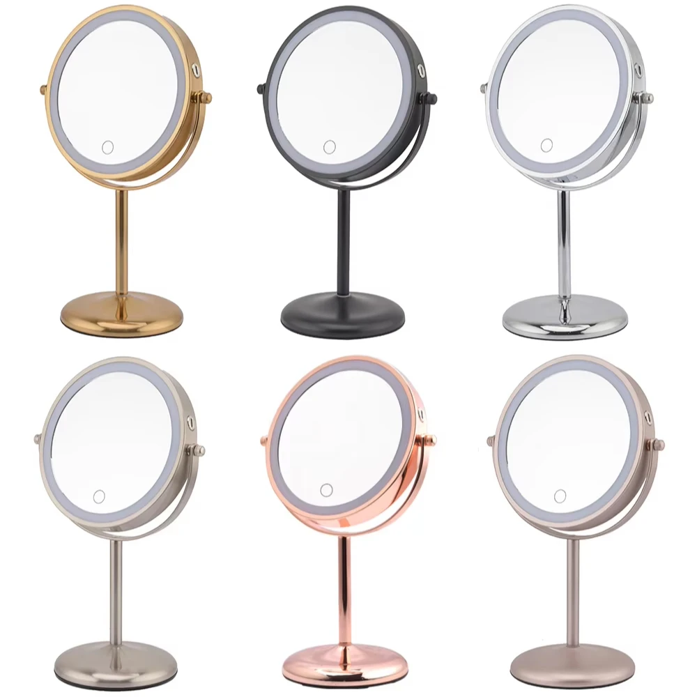 Best Quality Chrome Double Sides Makeup Mirror Magnification Desktop Cosmetic Mirror With Led Light