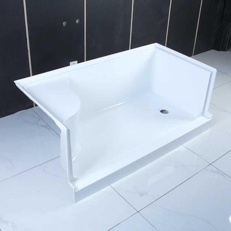 6032 white acrylic corner shower base with left or right seat  ADA shower tray