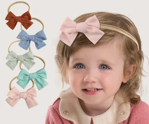 Wholesale cute baby girl headband hair band baby hair accessories soft linen for children headwear