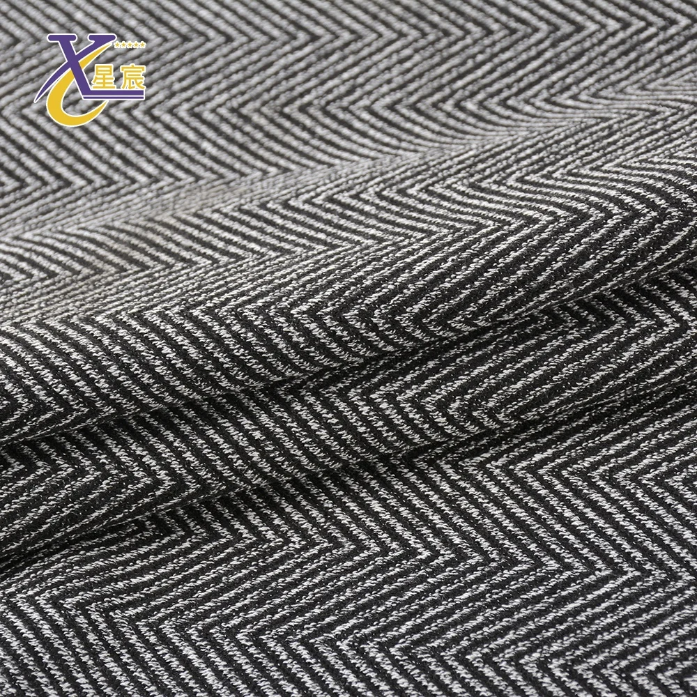 Одежда с классическим рисунком полиэстер вискоза Волнистая Полоса трикотажная жаккардовая ткань для