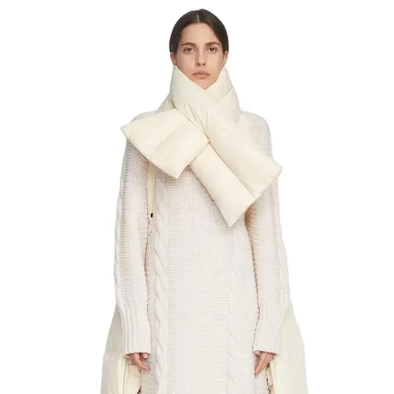 puffy outdoor Scarf wearable camping quilted warm scarf camping puffy down scarf With Words Printing