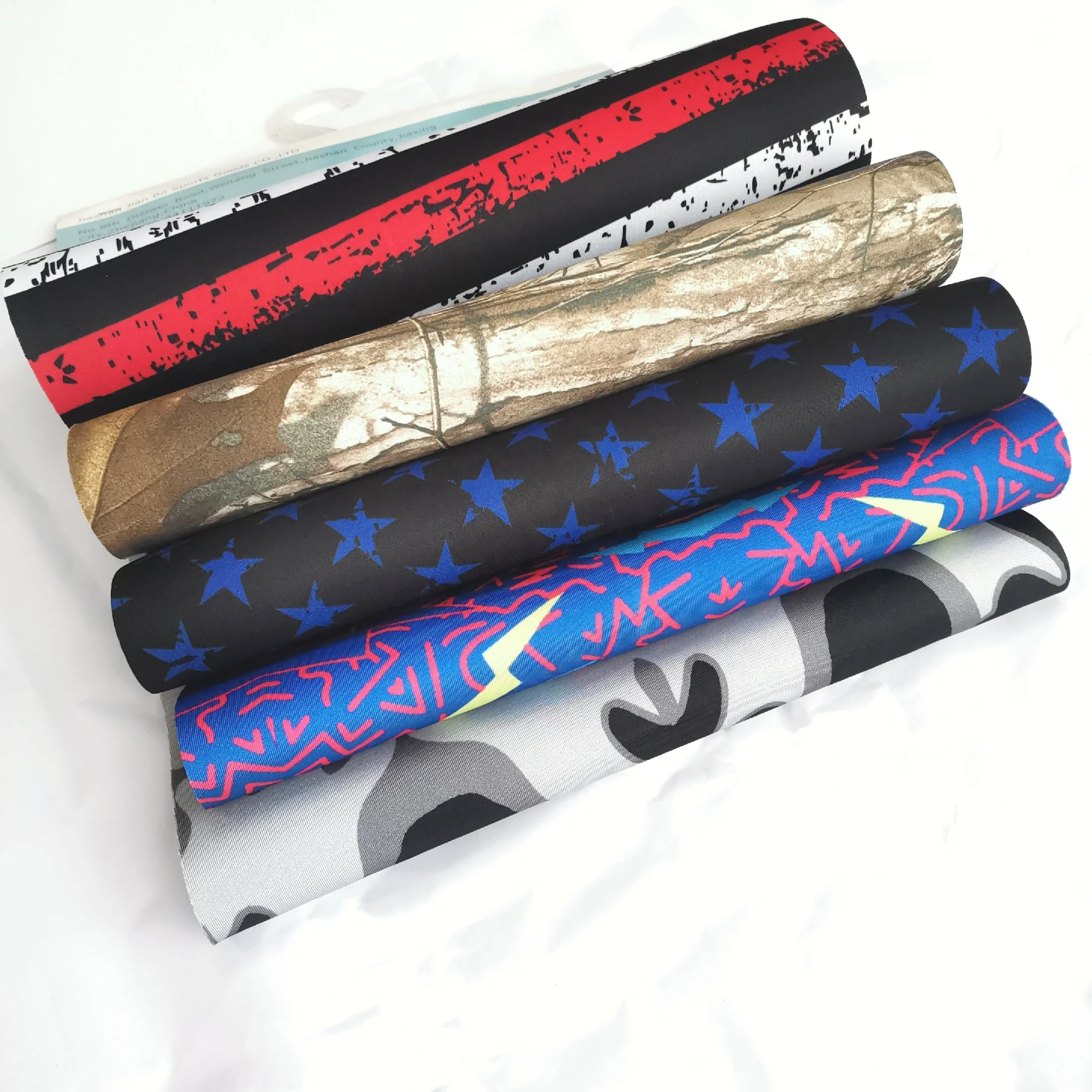 Factory Customized 5mm thick Camo Neoprene rubber sheet with Polyester Fabric Waterproof for Picnic mat/Bags
