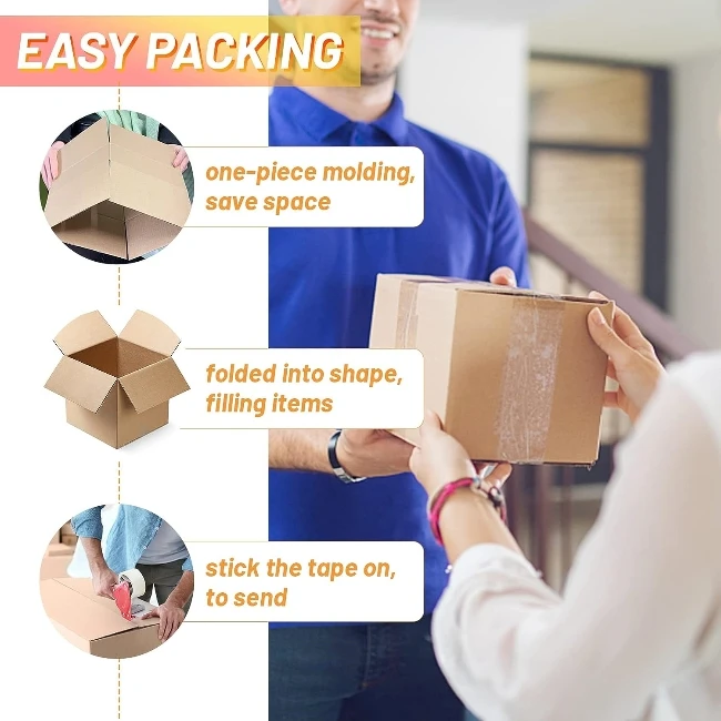 Cardboard Shipping Box Custom Brown Corrugated Cardboard Moving Box Packing Boxes for Moving Business Mailing Package Heavy Duty