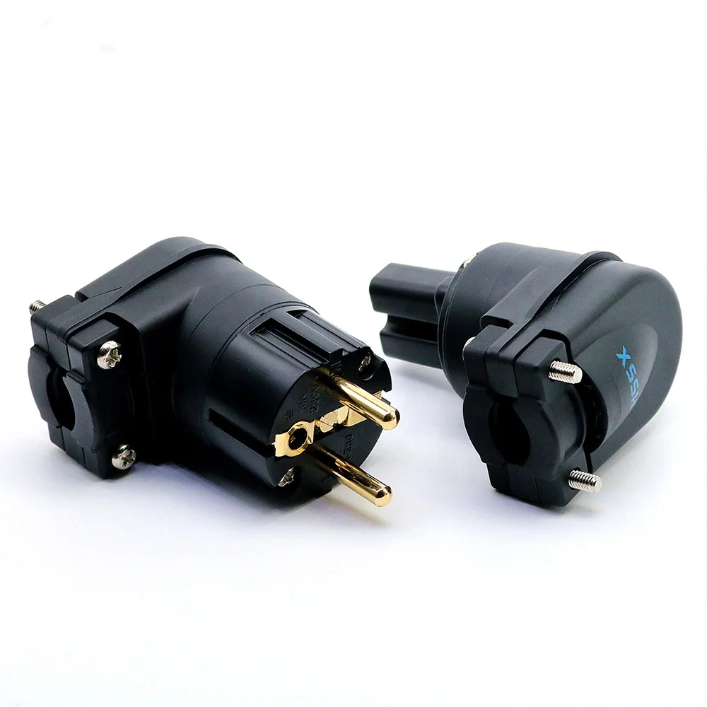 Electric Jack YIVO XSSH Audio Video HiFi DIY Hi-end Pure Copper Gold Plated or Rhodium AC 2 Pins EU Power Connector plug