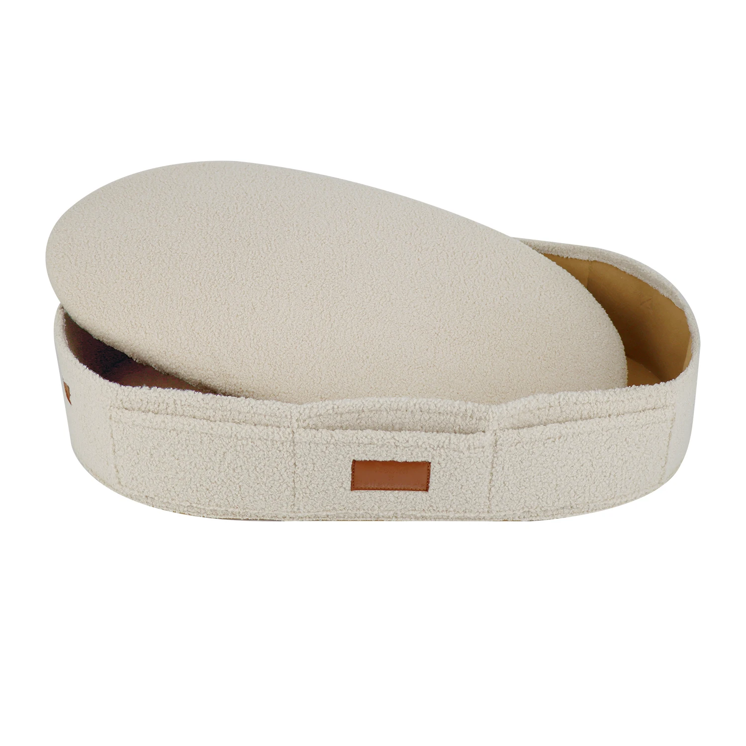 Customized Leather Logo Six Pockets Soft Material Teddy Velvet Baby Changing Basket with Leather Handle