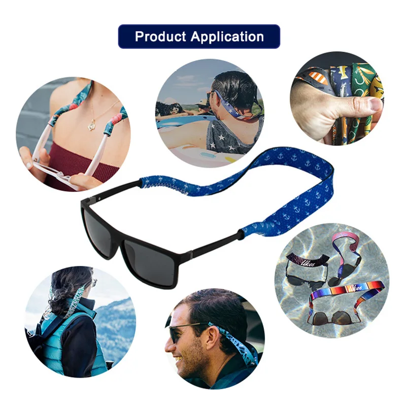 Custom Imprint Logo Glasses Strap Head Safety Strap Cord Eyewear Strap Neoprene Sunglasses Strap