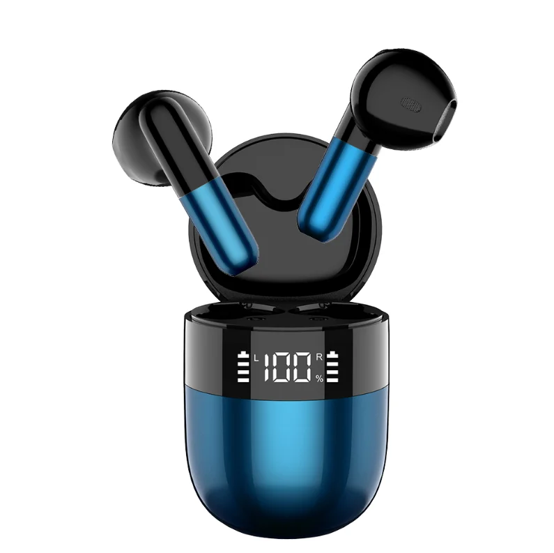 2021 New design J28 Noise cancelling wireless headset power display 5.0 stereo headset TWS wireless sports earbuds in-ear