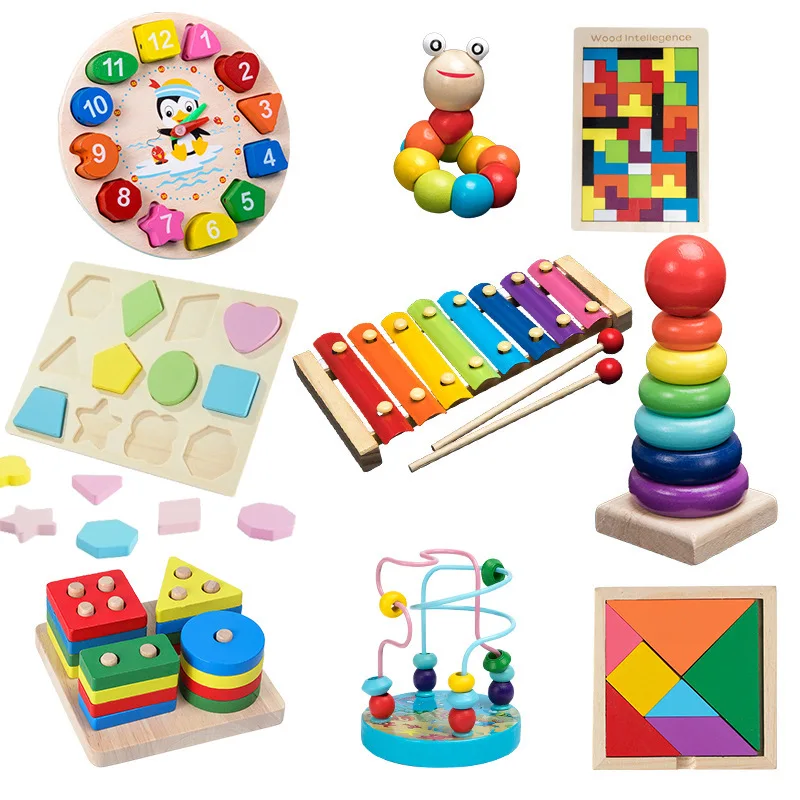 Funny Baby Music Montessori Graphic Cognition Cartoon wooden educational kids toys children
