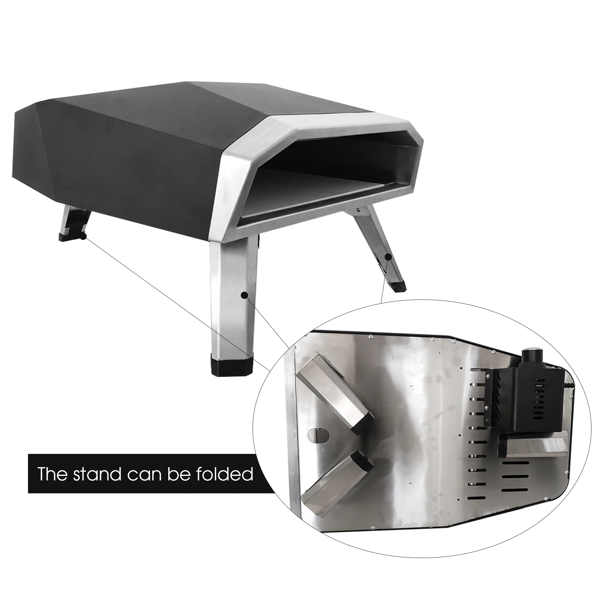 
Household portable gas and wood fired stainless steel pizza oven for outdoor 