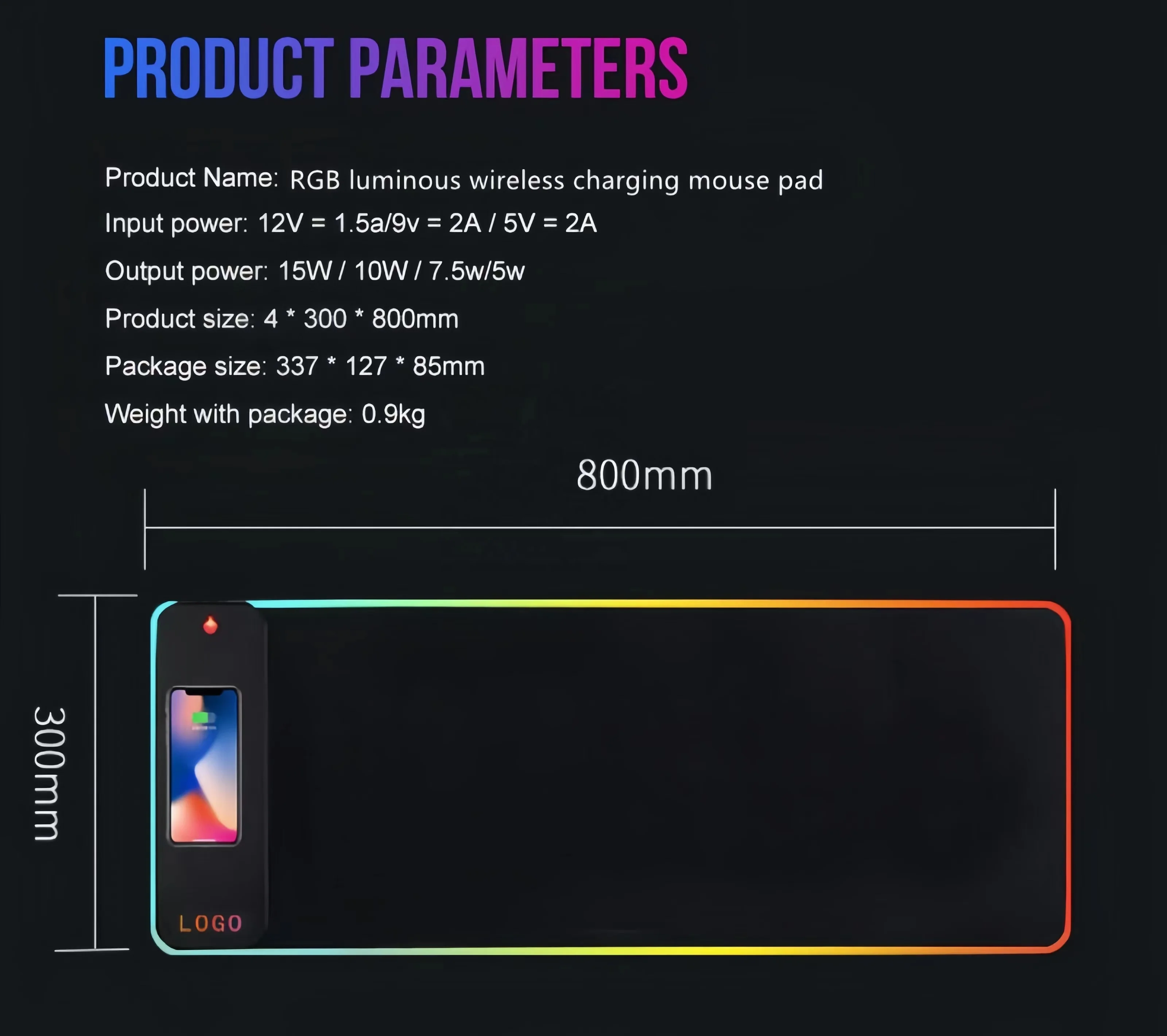 Large size Gaming Mouse Pad Laptop Computer LED RGB Soft Non-Slip Rubber Base Mouse Mat