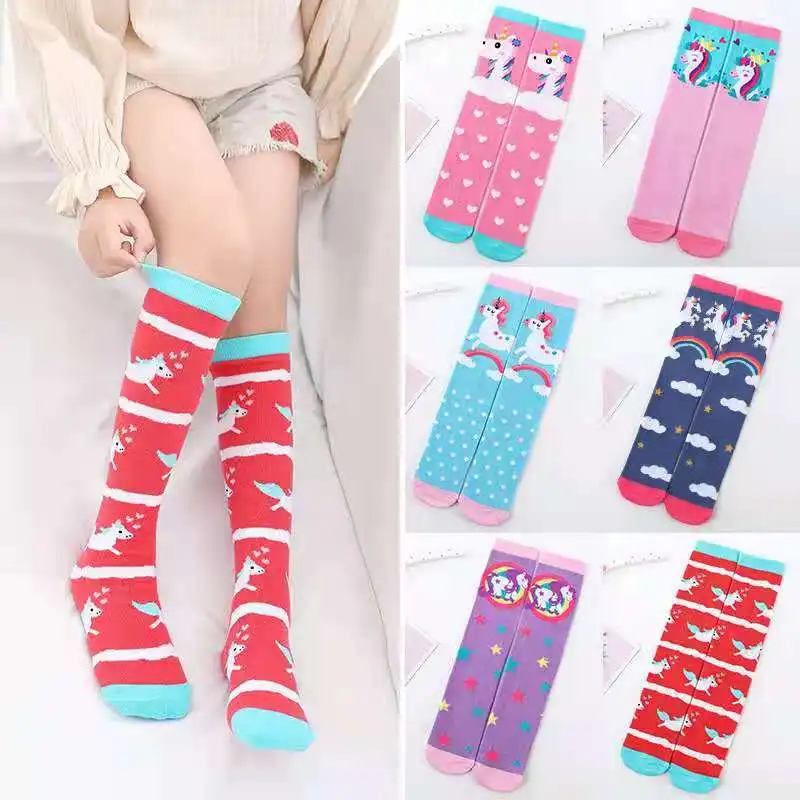 Girls Knee High Socks Cute unicorn Animal Pattern Novelty
