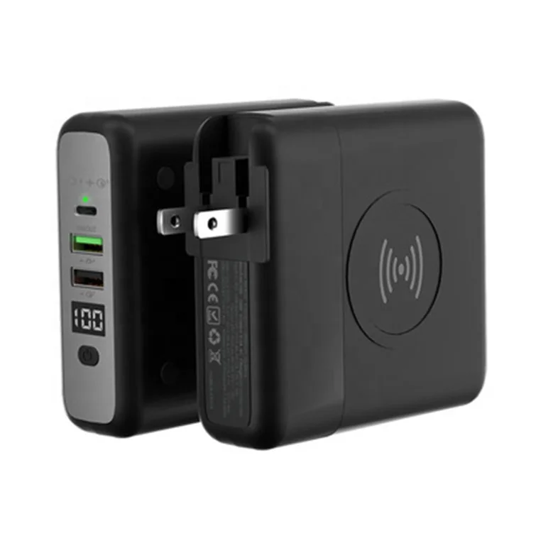 High Capacity 3 in 1 Wireless Travel Charging cube 18w PD Charger Fast Power Bank For iphone 12 Earphone with Cable