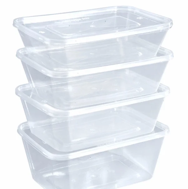 light weight disposable rectangle plastic food container with 500 650 750 and 1000 ml