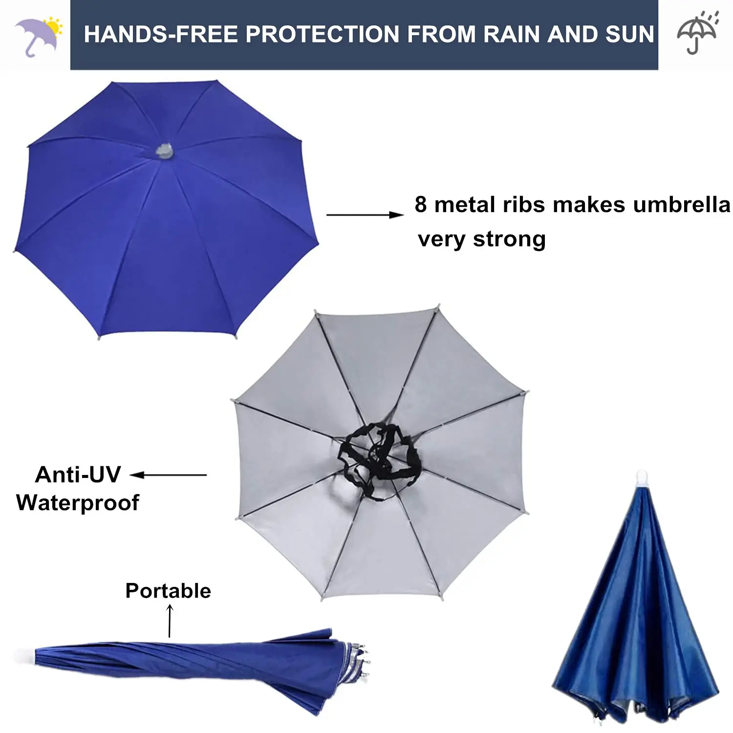 Outdoor Sport Foldable Fishing Umbrella Hat Cap Fish Caps Summer Sun protection in Garden