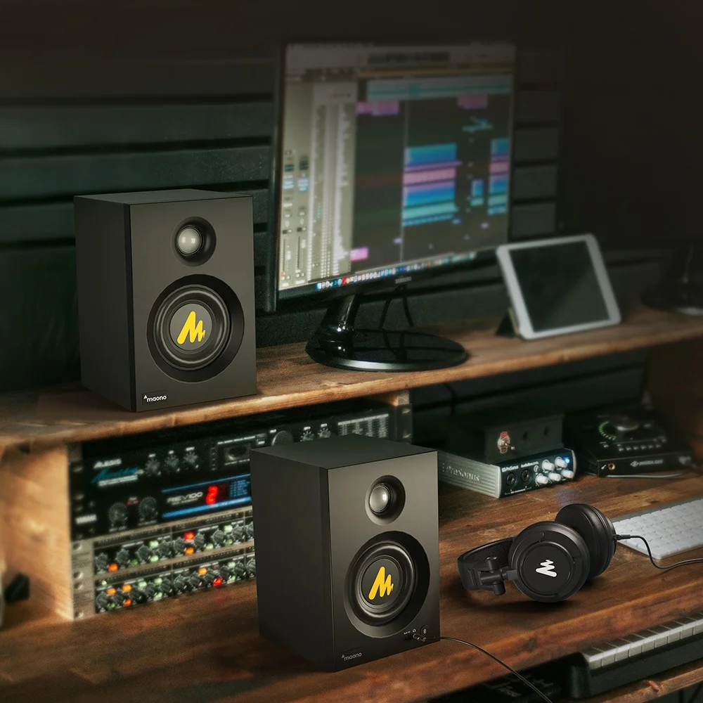 Комплект оборудования для подкастов MAONO конденсаторный микрофон DJ-наушники мониторы динамики звуковые карты