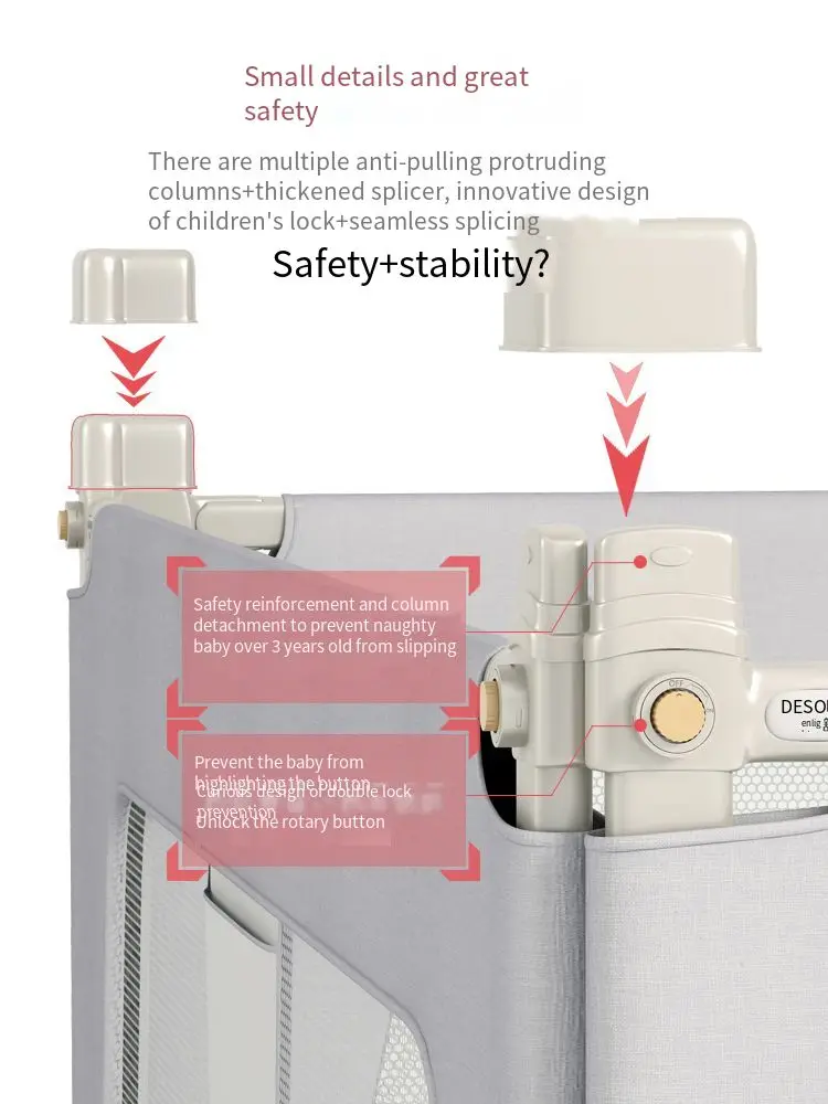 Барьер для кровати, регулируемая высота, детская кровать с защитой от падения, Детская большая прикроватная кровать для малышей