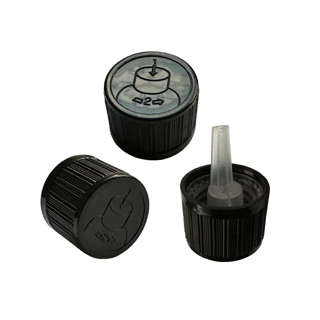 18mm CRC black white childproof essential oil plastic screw cap cover in Screws
