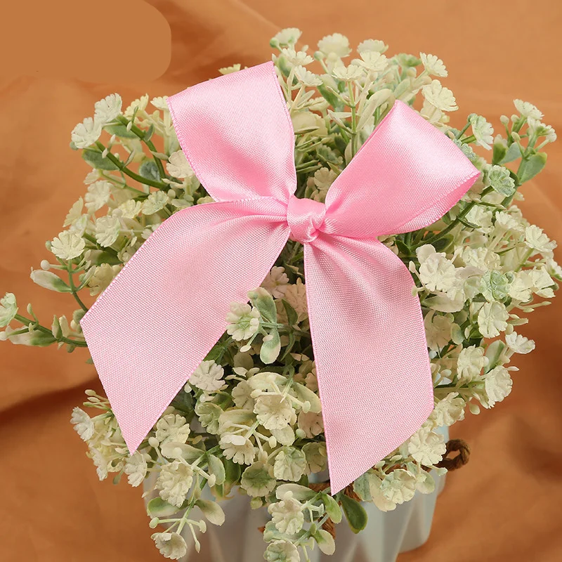 Ribbon Handmade Polyester Pink Ribbon Bow Valentine Bows Pre Tie Decoration Bow Wholesale