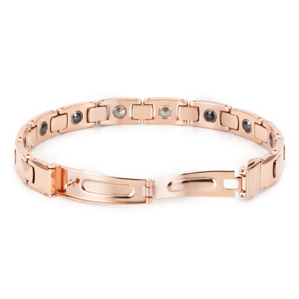 Wollet Rose Plating Stunning Healing Arthritis Solid Magnetic Tungsten Carbide Bracelet