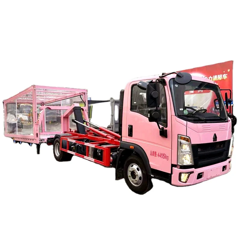 Hot Selling  Howo 4TON heavy duty flatbed sliding rotator tow truck towing wrecker 4ton hydraulic winch diesel engine