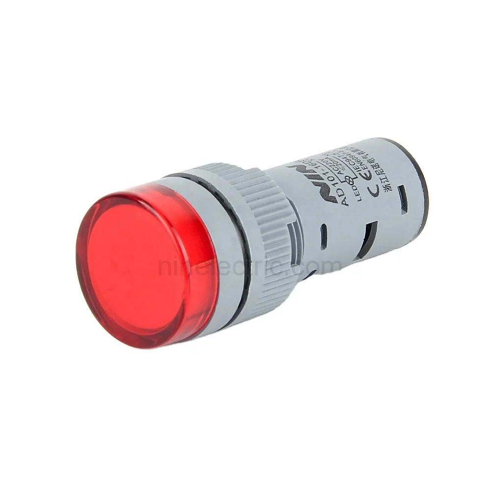 NIN hot sell AD16-16DS red 16mm digital indicator waterproof DC AC 220v led panel mount pilot lamps gray body