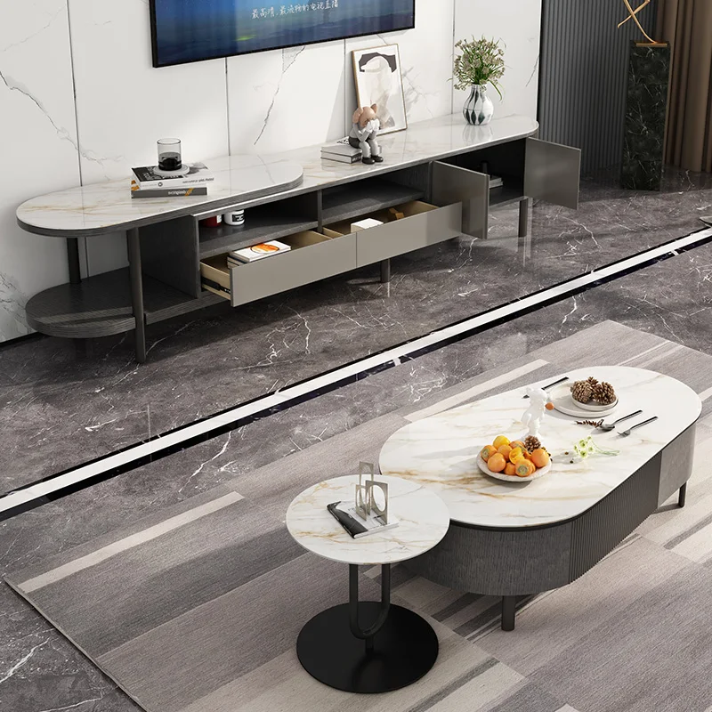 Home Furniture Tea Table And Tv Cabinet Combination Hotel Storage Tv Cabinet Set