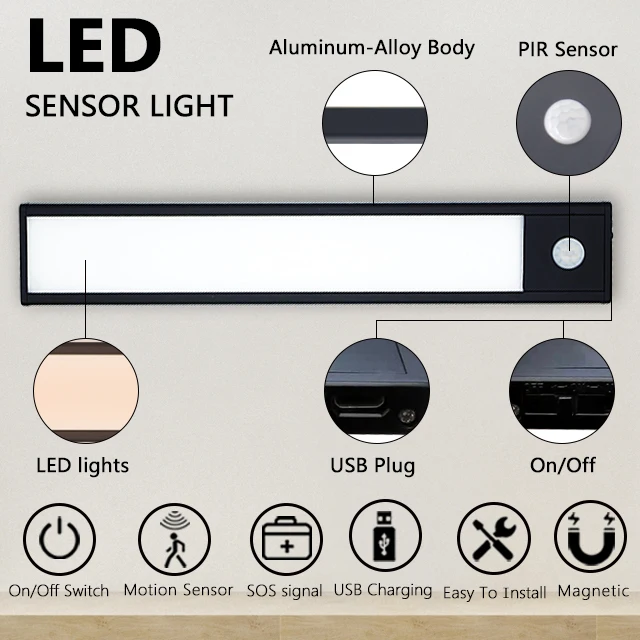 Wardrobe Hand scan cabinet led motion sensor night light usb rechargeable  for living room motion sensor led light
