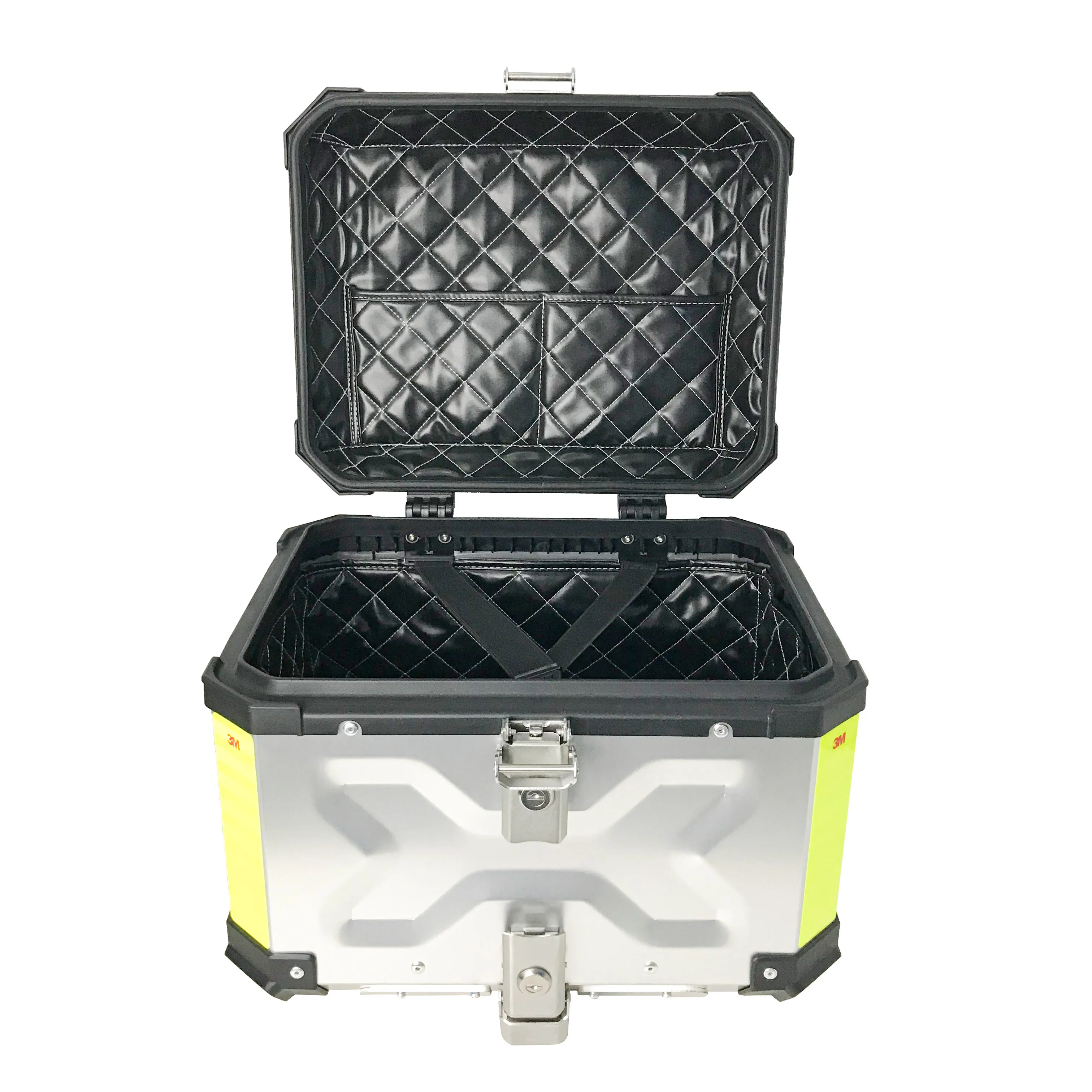 Top selling Custom livraison back rest hard scooter motorbike food delivery box top case aluminium alloy box helmet