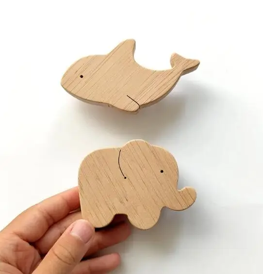 Wooden Forest Animals Hooks Knobs For Kid Dresser Drawers, Pulls for Kids Room - Forest, Safari, Australian, Sea Animals