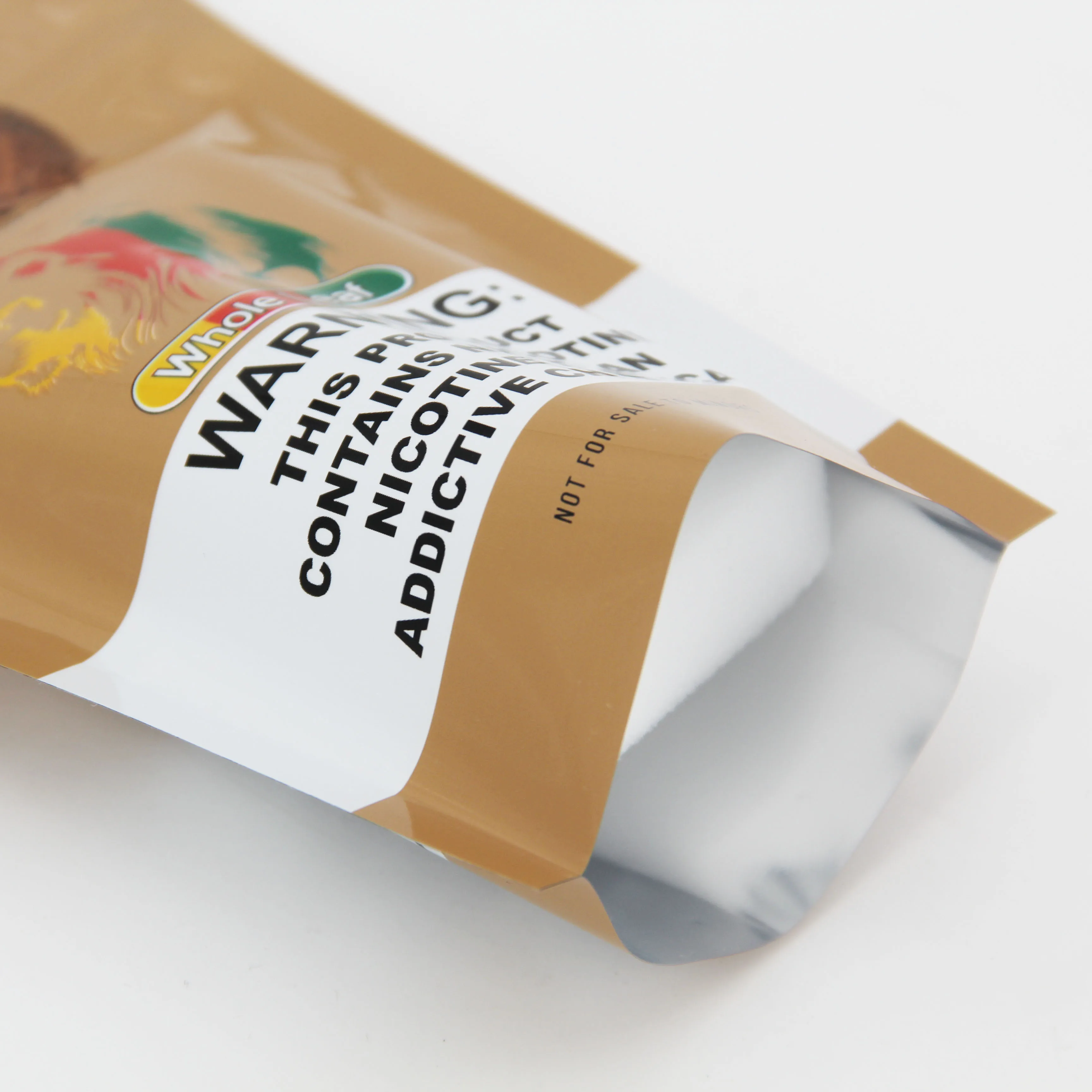 Custom Clear Window Mylar Foil Plastic Packaging Pouch Tobacco Bag