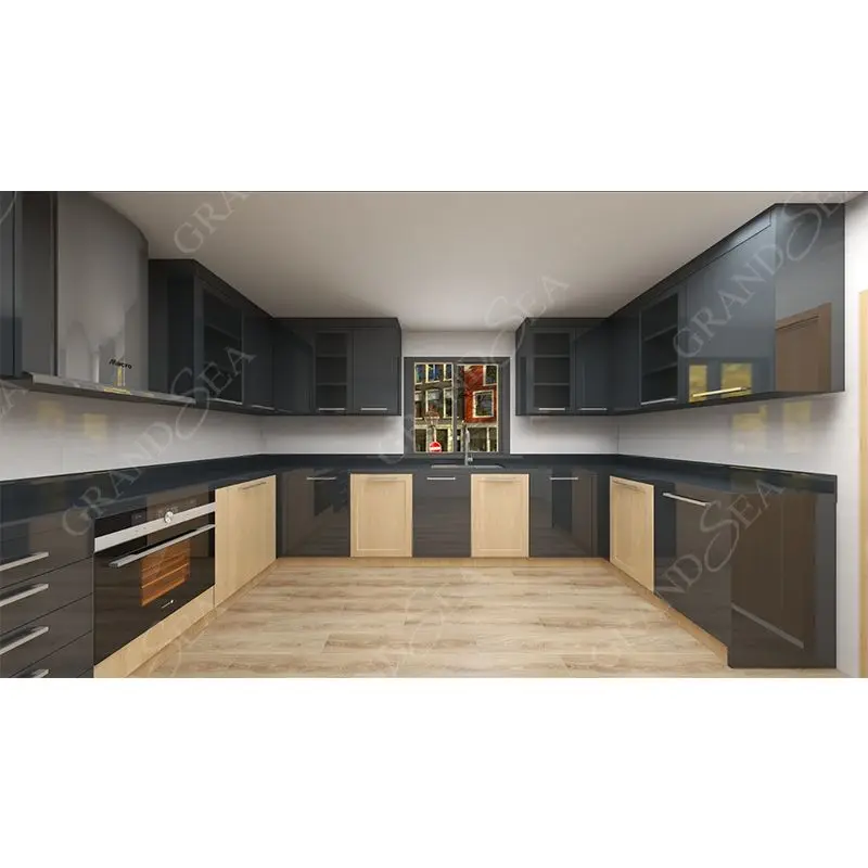 Modern Kitchen Cabinet Wood PVC Kitchen Cabinet Large Storage Home Open Kitchen Wall Hanging Cabinets