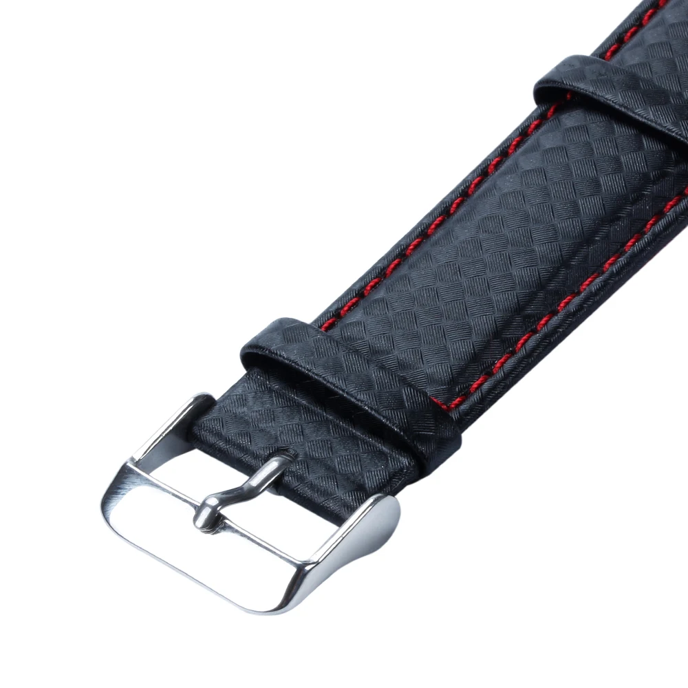 Free Quick Release Top Grain Leather Watch Band Strap carbon fiber leather strap