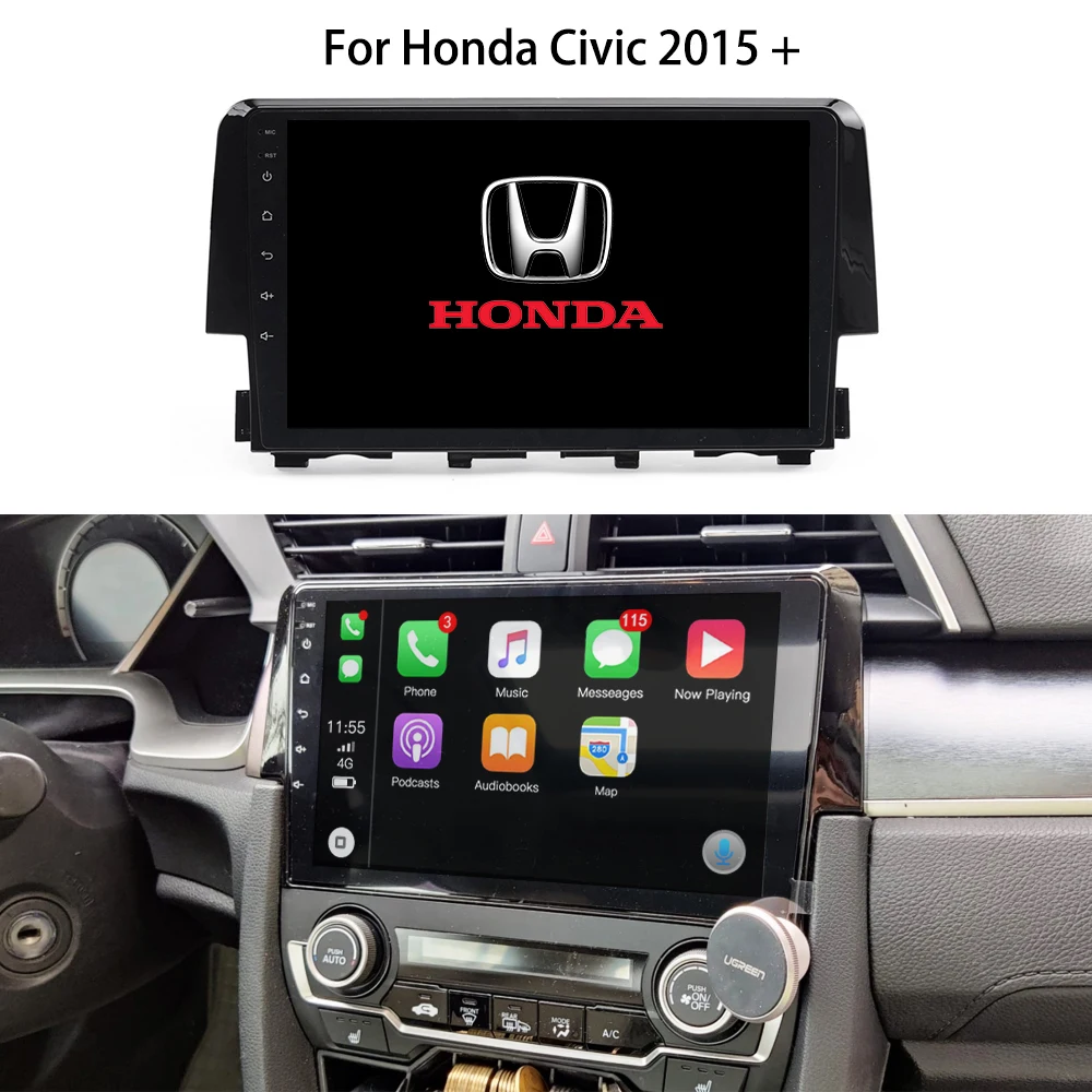 Android Car Radio IPS Screen Car GPS Navigation Stereo For Honda Civic 2015 2016 2017 2018 2019 2020 Carplay Head Unit