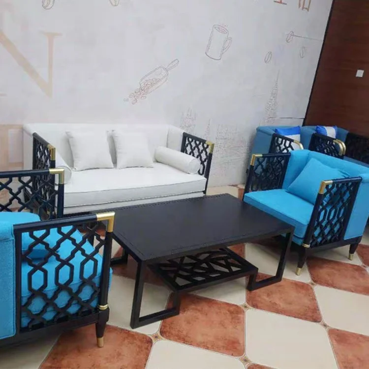 Chinese royal sofa sets wood curved waiting room 3 seater creamy velvet furniture sofa