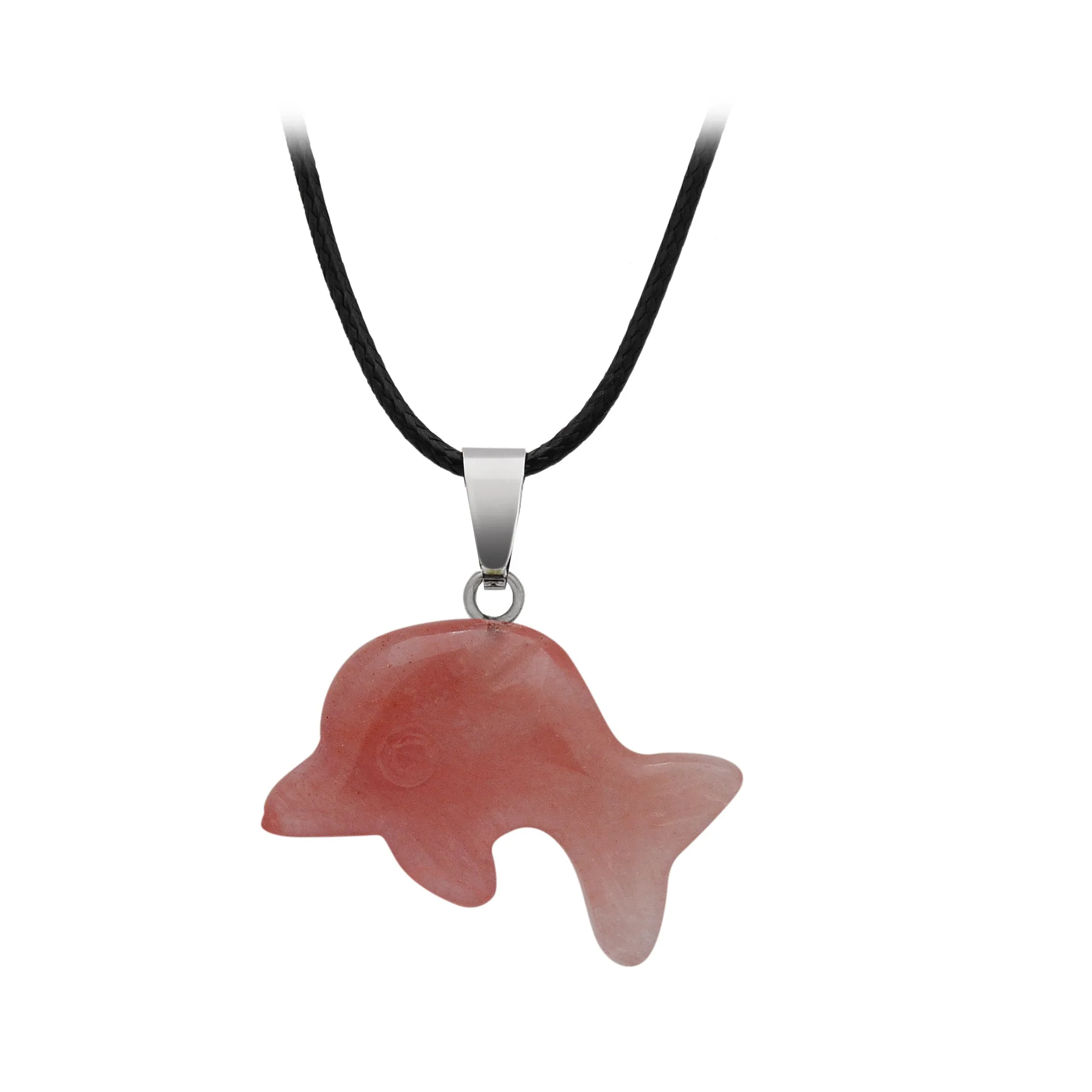 High Quality Dolphin Pendant with Natural Crystal Stone Jewelry
