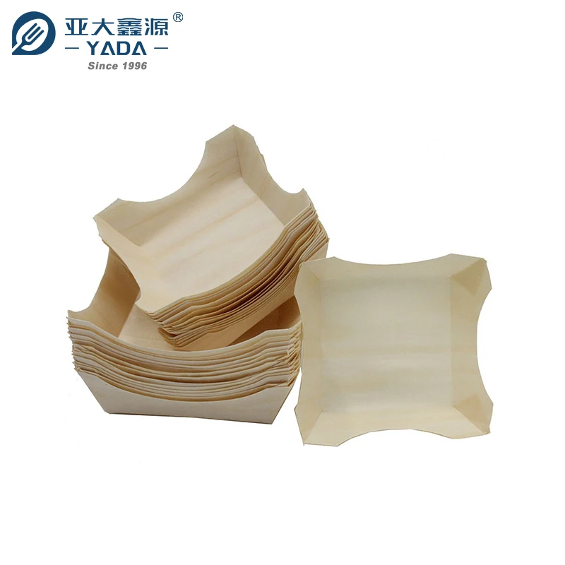 Yada Disposable Aspen Wooden Mousse Cup Cake Dessert Mini Cup Boat Wooden Sushi Cone Food Container