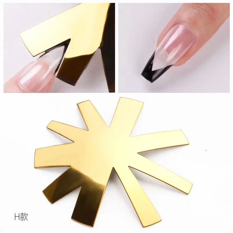3D Nail Art Tools Gold Color French Manicure Template Model Silver Nail Easy Cutter Smile Nail Template Tools For Wholesale