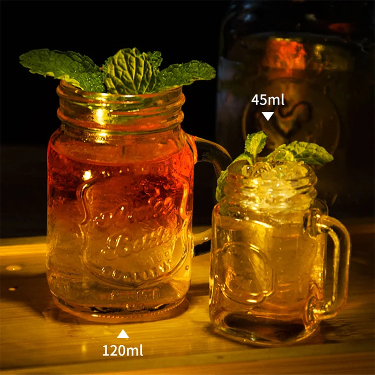 wholesale small glass mason jars with handles square mini glass jar with cover