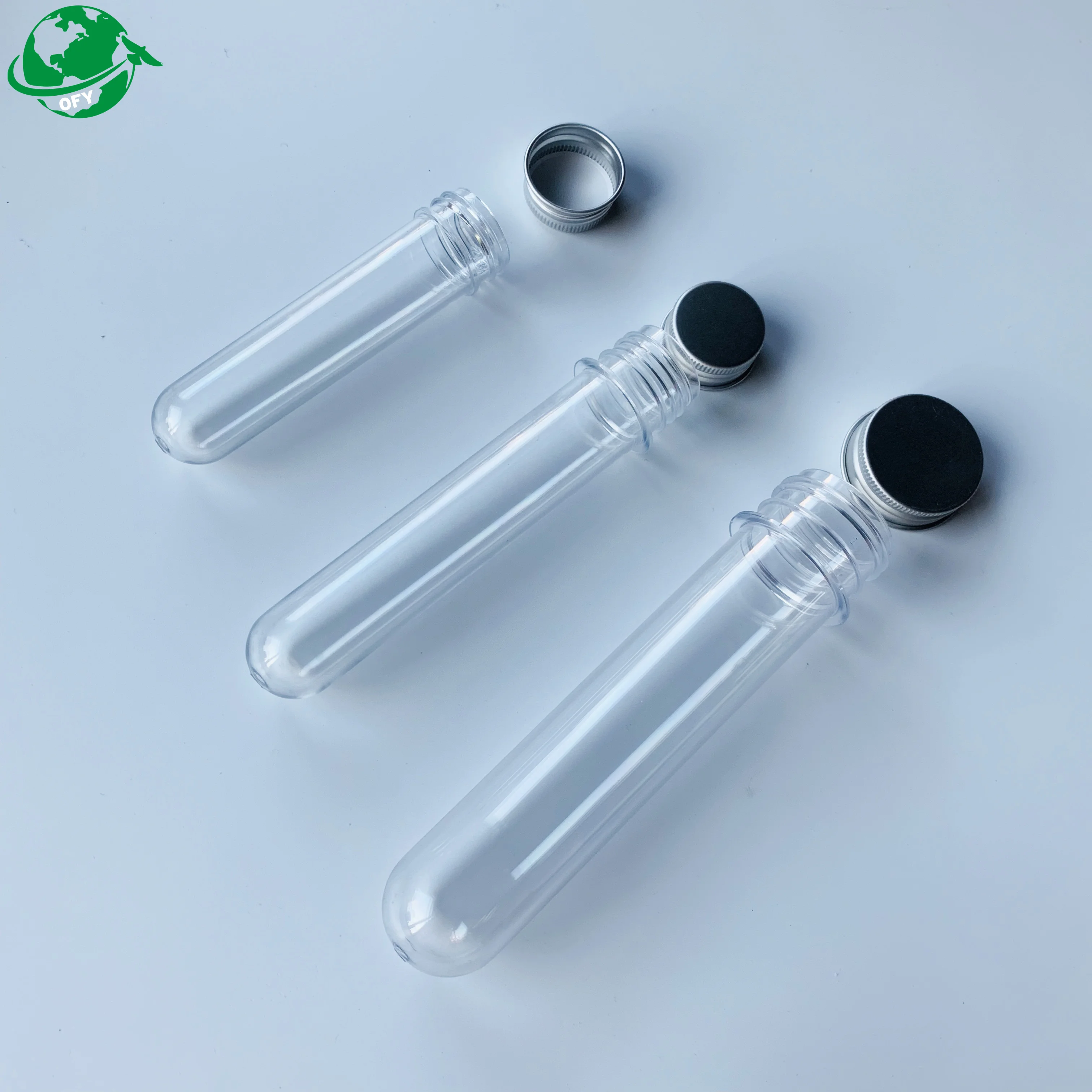 30ml 40ml 50ml  80ml 100ml PET Plastic Test Tube with Screw caps for Candy/Bath Salts/USB cable line
